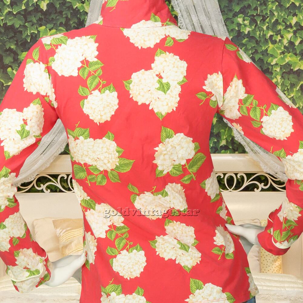 BedHead Pajamas Cabbage Roses Floral Flower PJS Pajama Sleep Top Shirt Blouse XS